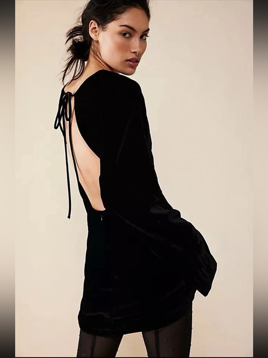 Free People Dresses & Skirts - Free People Chelsea Open Back Velvet Mini Dress